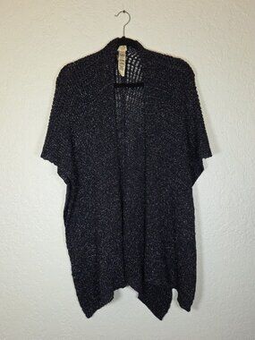 Chicos Knit Multi Use Wrap, Shawl, Cape Poncho Blue Metall Size One Size Boho